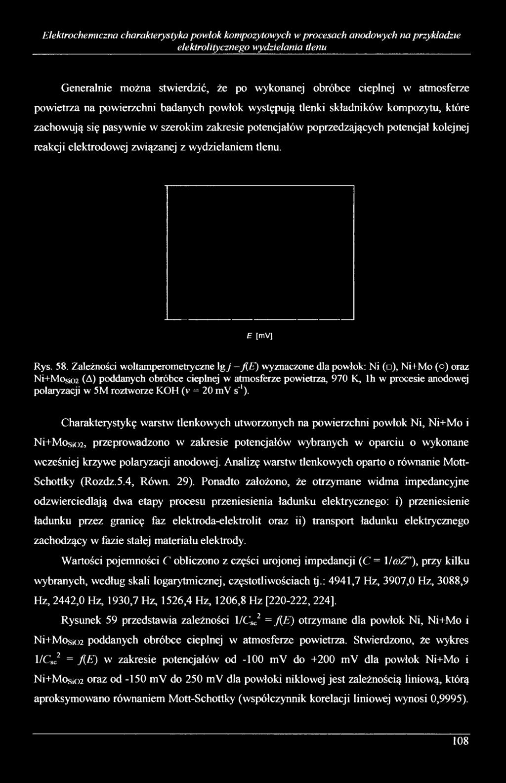 elektrodowej związanej z wydzielaniem tlenu. E [mv] Rys. 58.