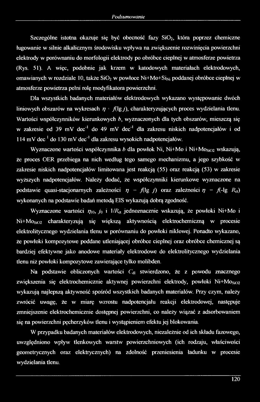 A więc, podobnie jak krzem w katodowych materiałach elektrodowych, omawianych w rozdziale 10, także SiC>2 w powłoce Ni+Mo+SiNi poddanej obróbce cieplnej w atmosferze powietrza pełni rolę modyfikatora