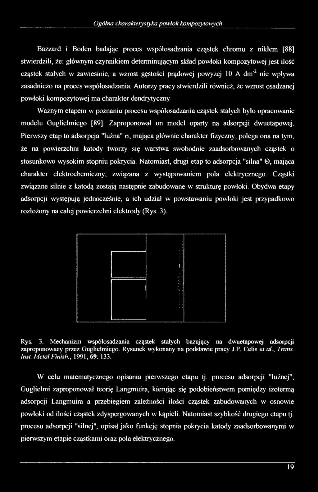 Autorzy pracy stwierdzili również, że wzrost osadzanej powłoki kompozytowej ma charakter dendrytyczny Ważnym etapem w poznaniu procesu współosadzania cząstek stałych było opracowanie modelu