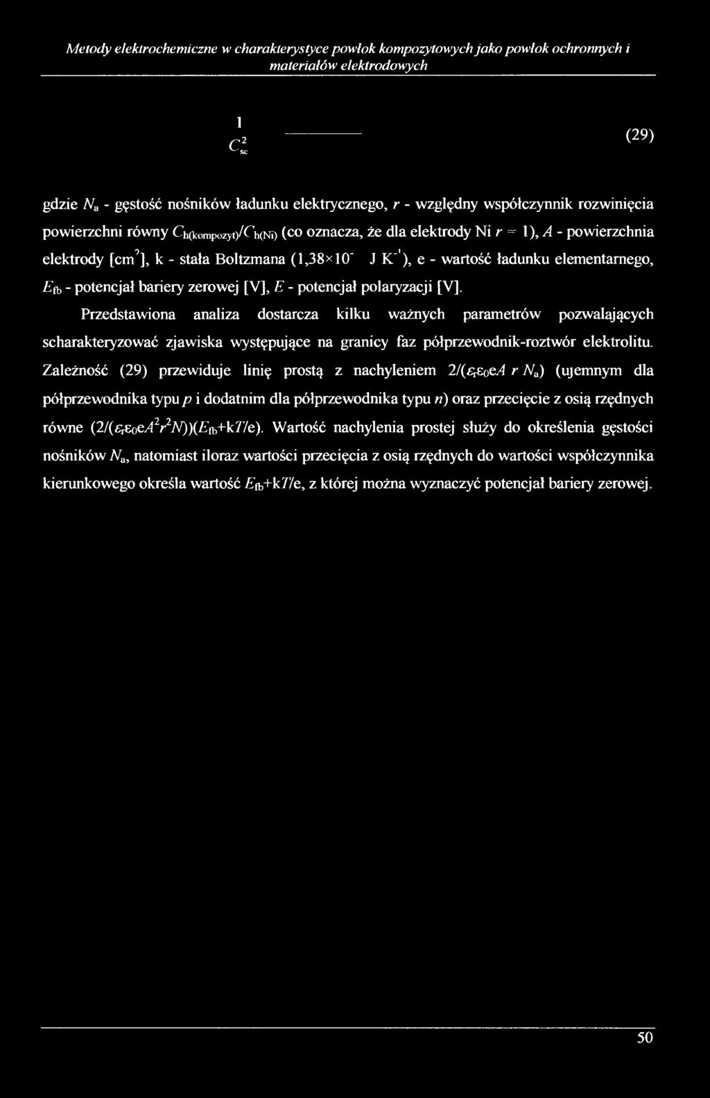 elementarnego, Es, - potencjał bariery zerowej [V], E - potencjał polaryzacji [V].