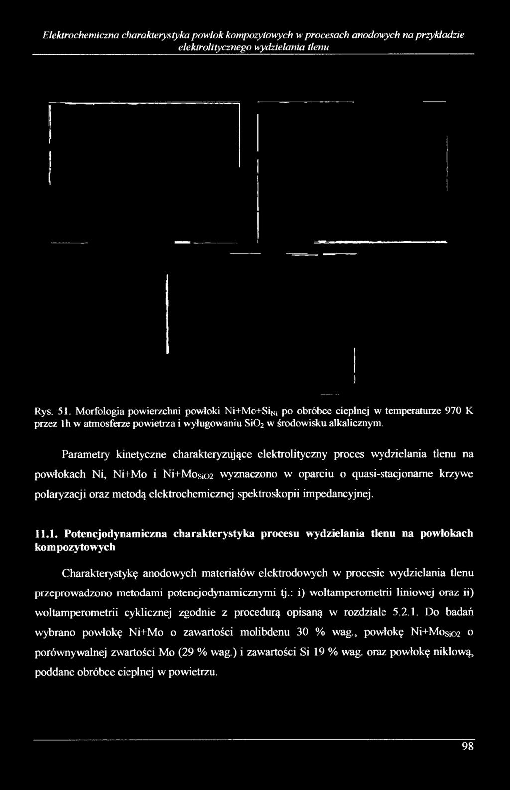 Elektrochemiczna charakterystyka powłok kompozytowych w procesach anodowych na przykładzie elektrolitycznego wydzielania tlenu Rys. 51.