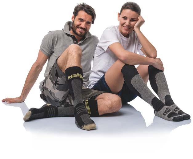 Skarpety ISSA zostały zaprojektowane z myślą o pracy i sporcie. Połączenie naturalnych włókien(bawełna i wełna) z technicznymi(kevlar, Coolmax, nylon, elastan, itd.
