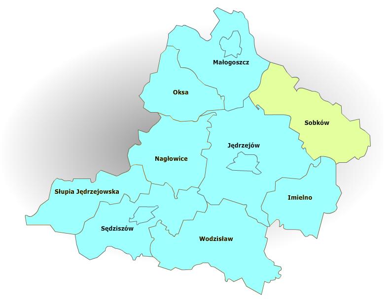 Dziennik Urzędowy Województwa Świętokrzyskiego 10 Poz. 3404 2. Charakterystyka gminy 2.1. Położenie Gmina Sobków to gmina wiejska położona w województwie świętokrzyskim, w powiecie jędrzejowskim.
