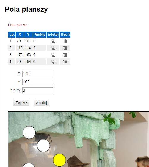 12 Punkty przy definiowaniu pól możemy wypełniać liczbami całkowitymi: 1) 0 pole będzie miało w tym miejscu losowane pytanie z naszego zestawu pytań 2) 1,2,34,5 liczby dodatnie, pionek jak stanie na