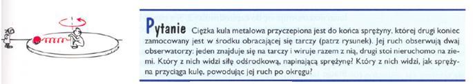 SIŁY W NIEINERCJALNYCH UKŁADACH ODNIESIENIA WNIOSKI : Siły bezwładności rzeczywiście działają na ciało w układzie nieinercjalnym; Jednak nie sposób związać ich z żadnymi ciałami, od których mogłyby