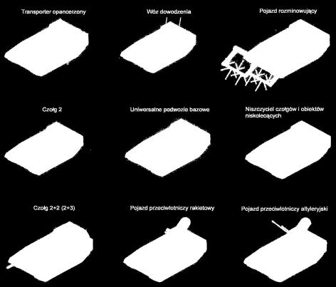 Wojciech ZAJLER Platforma ta pod względem nośności, opancerzenia, mocy układu napędowego, układu bieżnego będzie uniwersalna w stosunku do powyższych wersji.