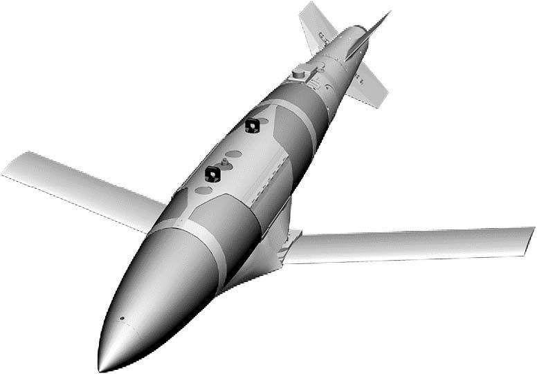 Rys. 9. Model zestawu JDAM-ER zamontowanego na klasycznej bombie Równolegle, z tego samego powodu rozwijany jest wspomagający system naprowadzania KAATS (ang.