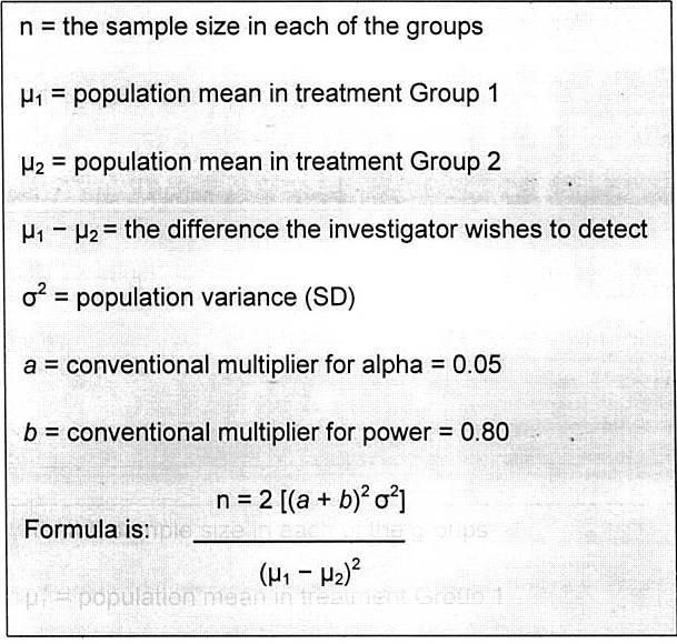Table 1. Simplest formula for a continuous outcome and equal sample sizes in both groups, assuming: alpha = 0.05 and power = 0.80 (beta = 0.20) [10] When the significance level alpha is chosen at 0.