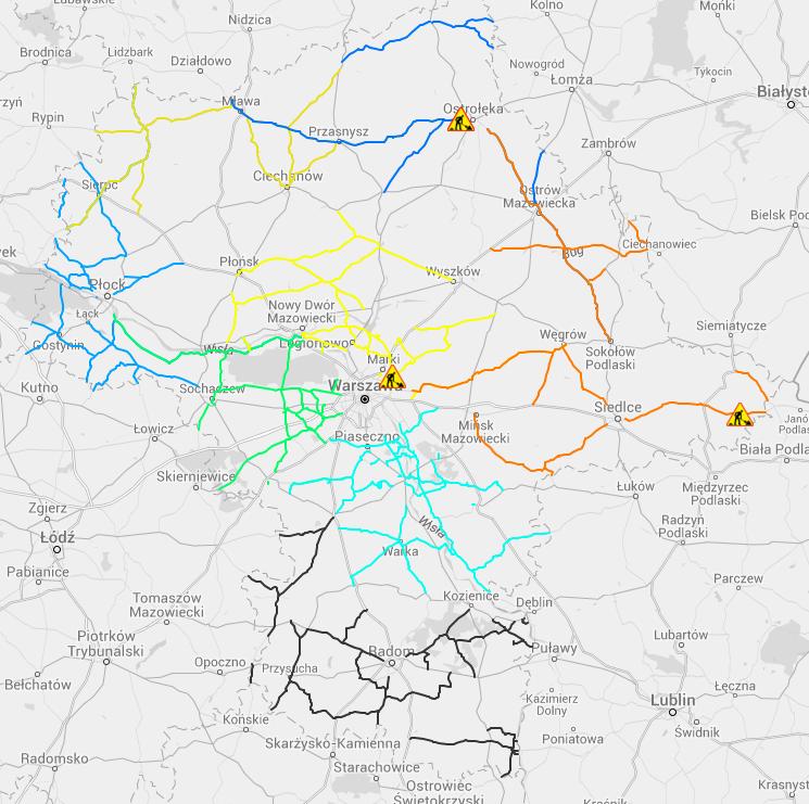 stacjach WIOŚ w Warszawie