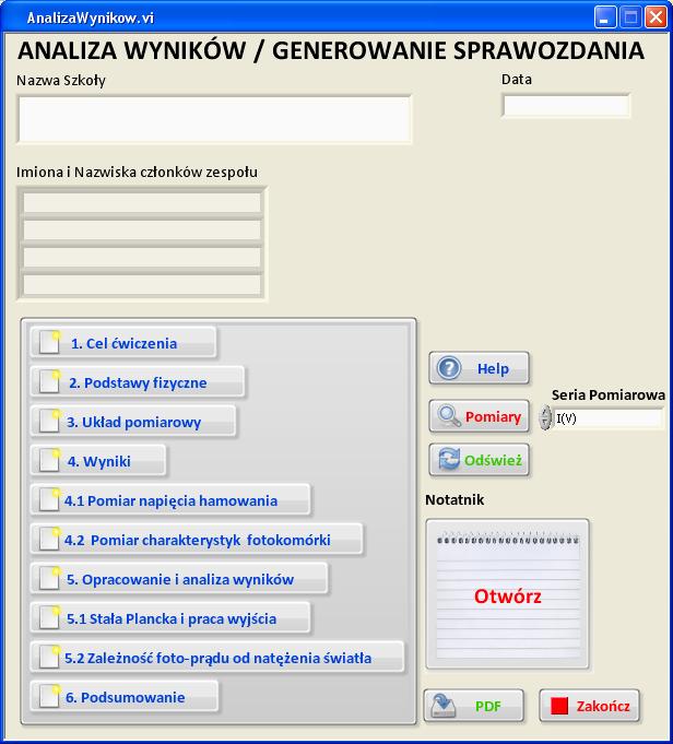 automatycznie po naciśnięciu odpowiednich przycisków, które umożliwiają na dopasowanie odpowiednich krzywych do danych pomiarowych np.