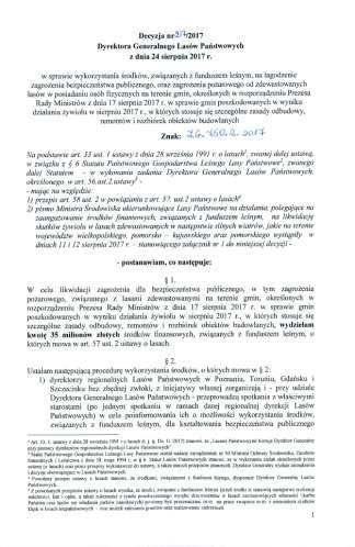 Decyzja Dyrektora Generalnego Lasów Państwowych nr 217/2017 z dnia 24 sierpnia 2017 r.
