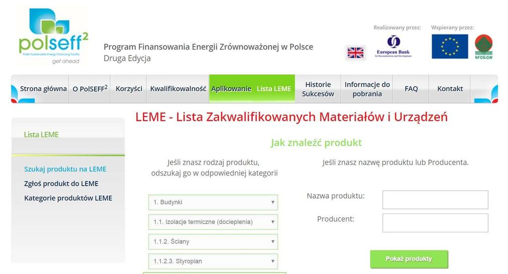 którego nie ma na liście, w kategorii technologicznej obecnej na liście mogą je zgłosić poprzez wysłanie maila na helpline@polseff.org.