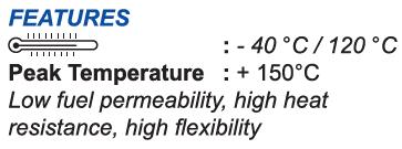 150 C Niska przepuszczalność cieczy, wysoka odporność termiczna, wysoka elastyczność Ciepła i zimna woda, para wodna,