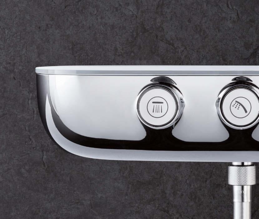 GROHE SMARTCONTROL NATYNKOWY SYSTEM PRYSZNICOWY Natynkowy system prysznicowy GROHE SmartControl to technologia pozwalająca na intuicyjne sterowanie parametrami wody oraz gwarancja prawdziwej