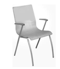 4 6 Krzesła socjalne Stelaż metalowy wykonany z rurki ø 20x2,0mm, malowany proszkowo na kolor aluminium, końcówki rurek zakończone stopkami plastikowymi, siedzisko i oparcie tworzą jedną całość,