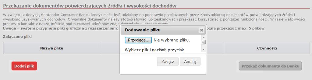 Należy wybrać plik i kliknąć przycisk Załącz.