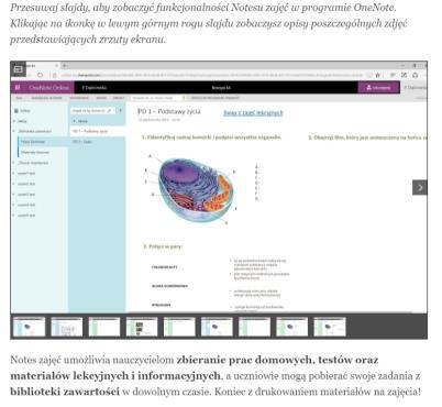 Pokażemy Ci przykładowe wykorzystanie notesu zajęć w OneNote, interaktywnej prezentacji w