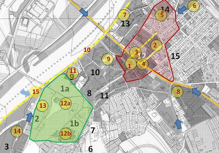 RC predstavuje koncentráciu prírodných prvkov: 1a- "dolná" časť Zámockej záhrady s platanovou lúkou, 1b- "horná" časť Zámockej záhrady s kaštieľom a s terasami, 2 - kúpalisko (pôvodne tiež časť