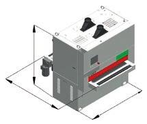 Dane techniczne C B A A mm 1760 B mm 1970 C mm 2090 Szerokość pola pracy mm 1100 Grubości robocze min-max mm 3-160 Wymiary taśm ściernych mm 1130 x 1900 Szybkość posuwu m/min 3-16 Ciśnienie robocze