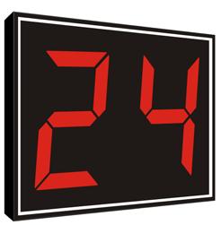 Tablica wyników [wymiary] Czas gry lub czas rzeczywisty Wynik gry Stan setów lub przewinień 0-9 Numer części meczu 0-9 Wbudowany zegar 24 sek. Dwa oddzielne zegary 24 sek.