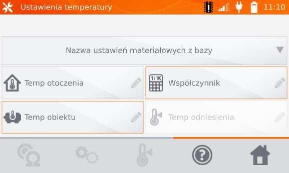 Kliknąć przycisk, aby wejść do ustawień temperatury.