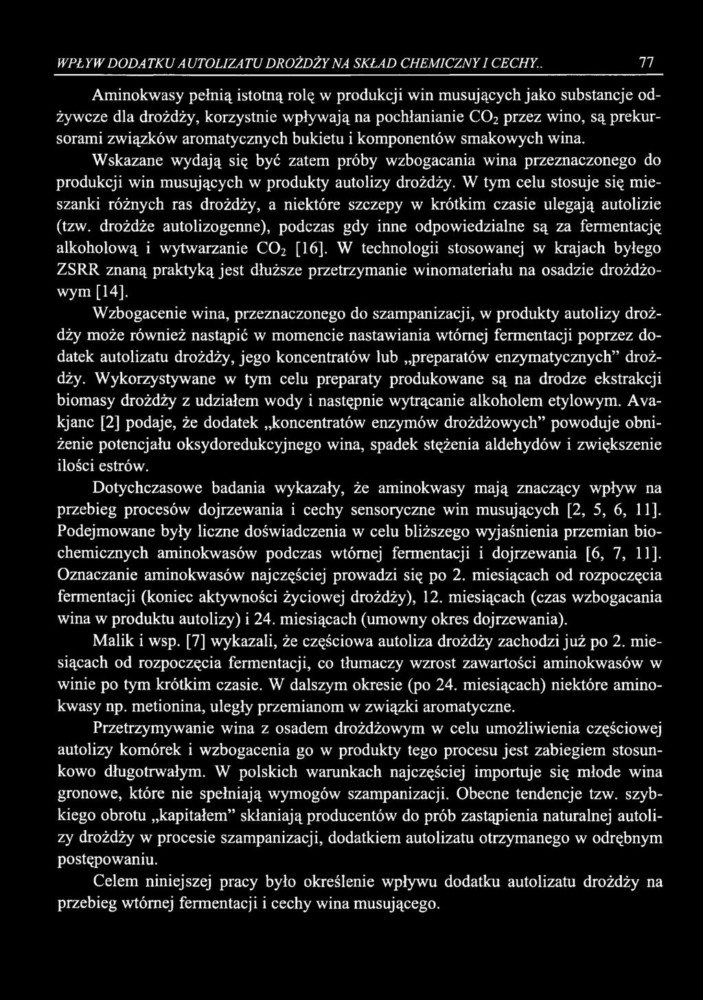 WPŁYW DODATKU AUTOLIZATU DROŻDŻY NA SKŁAD CHEMICZNY I CECHY.