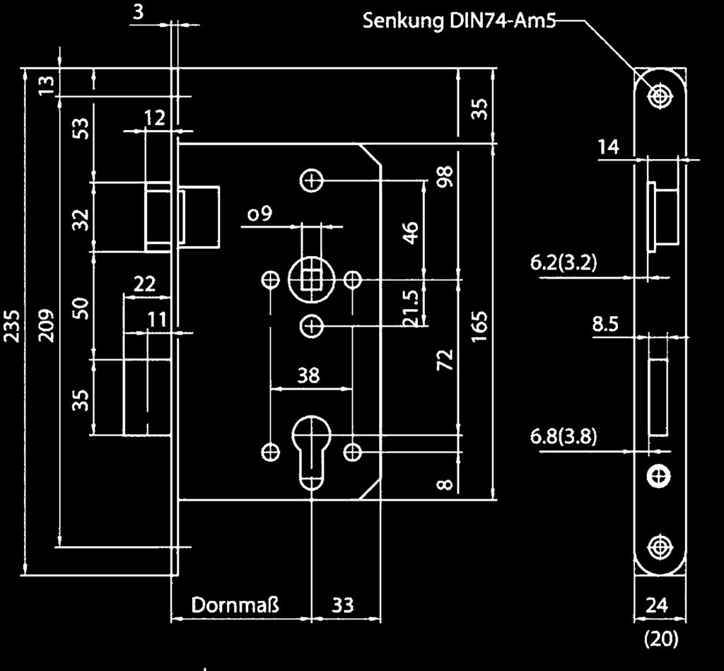 poż., D65, R72/ L+P 0207/000001 Typ czoła ocynk P24x235x3 42,63