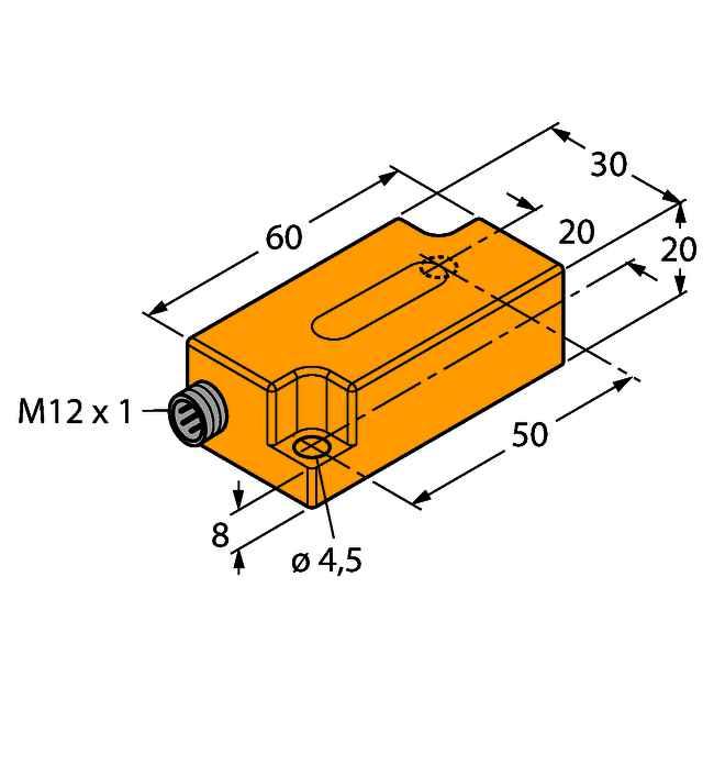 B1N360V-Q20L60-2UP6X3-H1151/3GD Inklinometry kąta nachylenia z dwoma programowalnymi punktami przełączania ATEX kategoria II 3 G, strefa Ex 2 ATEX kategoria II 3 D, strefa Ex 22 Kształt