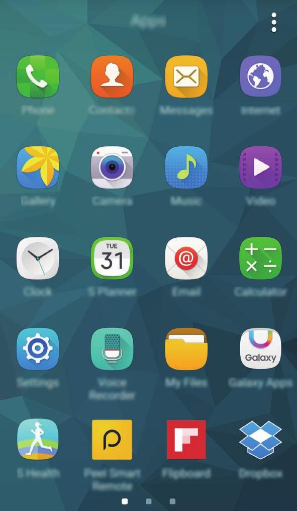 Podstawowe informacje Ekran aplikacji Ekran aplikacji przedstawia ikony aplikacji, w tym także nowo zainstalowane aplikacje. Na ekranie startowym dotknij Aplik., aby otworzyć ekran aplikacji.