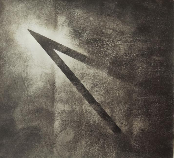 [20] Józef Robakowski (1939) Z serii Kąty energetyczne 1975 1982 Rysunek, papier fotograficzny, natryśnięty metal przecierany mechanicznie, papier, wym.