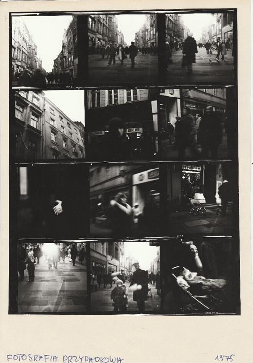 [2] Paweł Kwiek (1951) Fotografia przypadkowa 1975 Odbitka żelatynowo-srebrowa na papierze o wym. 24,5 x 18,9 cm podklejona na papierze o wym. 29,5 x 20,5 cm; w oprawie (drewniana rama, szkło) Dat.