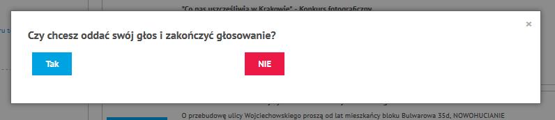 GŁOSOWANIE Kiedy przyznaliśmy już punkty trzem projektom ogólnomiejskim i trzem dzielnicowym, możemy przejść do zatwierdzenia swoich głosów.