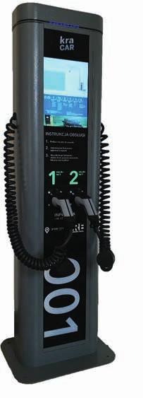 konfiguracji. Możliwość wyboru typu punktu ładowania: - gniazdo AC typ-2, moc: 22 kw; 43 kw, - przewód ładowania AC z wtykiem ładowania pojazdu typ-2. Długość przewodu ładowania do 5 m.