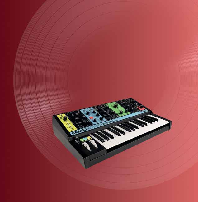 SEMIMODULARNY SYNTEZATOR ANALOGOWY MOOG GRANDMOTHER Syntezator z wbudowanym arpeggiatorem, sekwencerem i pogłosem sprężynowym.