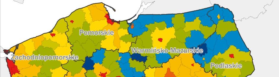 Ogólna Siła Nabywcza GfK (najwyższa, korelująca z zasięgiem nadawania TVP3 Warszawa) Efektem corocznej analizy GfK jest wskaźnik Indeks Siły Nabywczej GfK, który należy