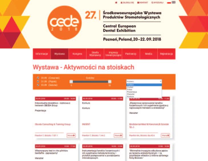 AKTYWNOŚCI NA STOISKACH WYSTAWCÓW Jedną z nowości CEDE 2018 jest baza aktywności wystawców.