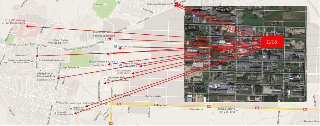 Lokalizacja obiektów użyteczności publicznej będących w sąsiedztwie Zakładu