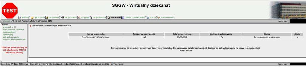 6 z 8 2018-08-30, 09:28 - w istniejącym zgłoszeniu rezerwacyjnym można zmienić termin kwaterowania (ikona zegara) lub je usunąć (ikona kosza).