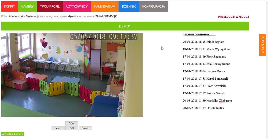 Skrócona prezentacja najważniejszych funkcji systemu KAMERY zabezpieczenie na przypadki
