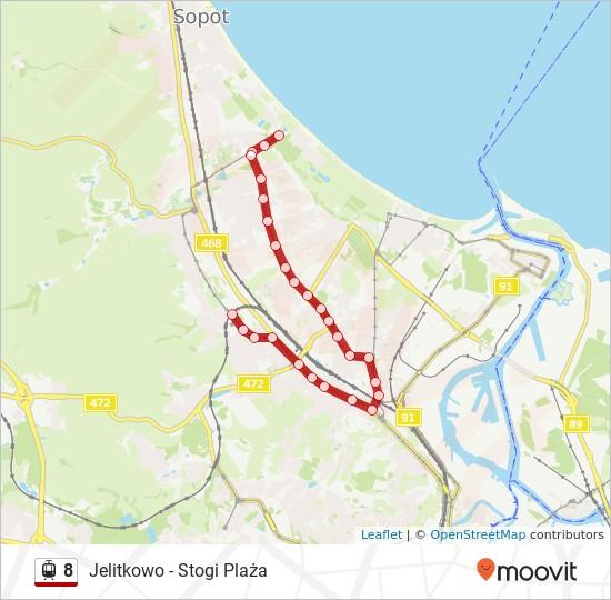 Kierunek: Strzyża Pkm Jelitkowo 27 przystanków WYŚWIETL ROZKŁAD JAZDY LINII Rozkład jazdy dla: tramwaj 8 Rozkład jazdy dla Strzyża Pkm Jelitkowo Strzyża Pkm Zajezdnia 50 Ulica Aleja Wojska Polskiego,