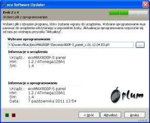 W podanym przykładzie panel sterujący wykonany jest w wersji sprzętowej 1.2/ATxmega128A1 i pracuje z oprogramowaniem w wersji 1.4.