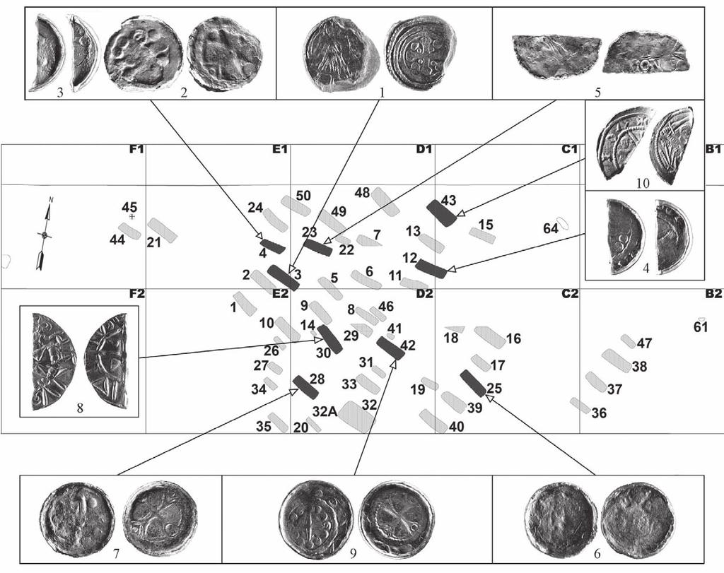 64 ryc. 11. Monety z cmentarzyska w prząsławiu (śnieżko 2016) Fig. 11. coins from the cemetery at prząsław (śnieżko 2016) wyżej wymienionych i wielu innych problemów było podstawowym celem serii FMp.
