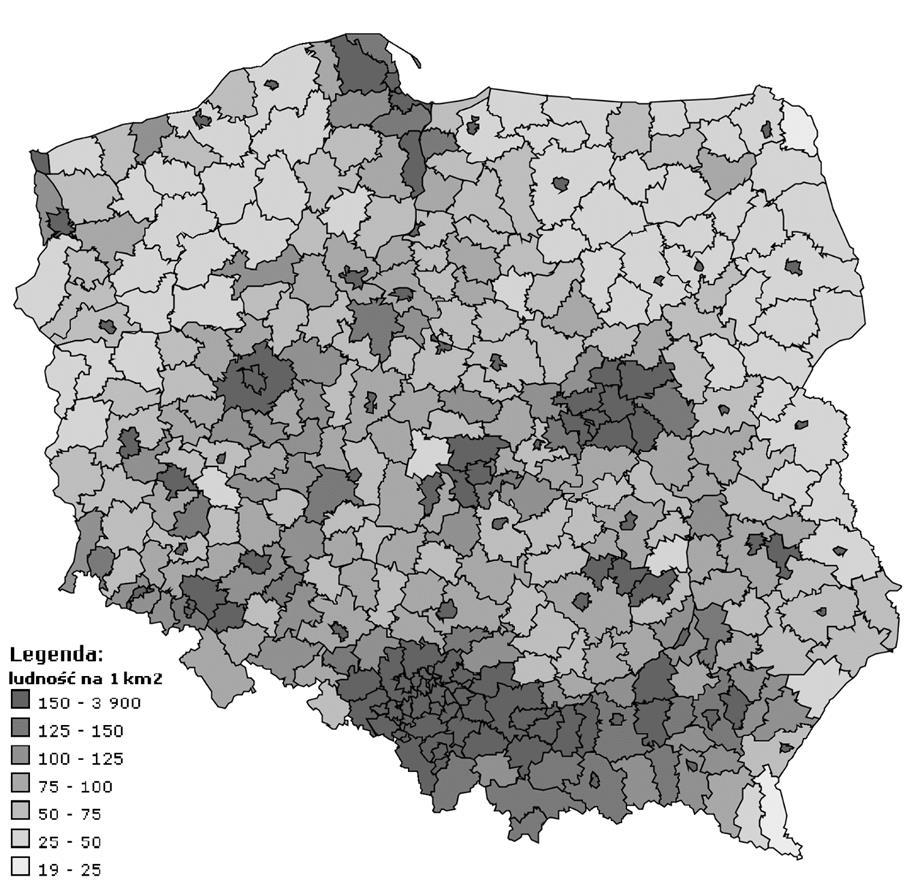 S t r o n a 12 Grafika 3. Mapa Polski - gęstość zaludnienia w 2015 r. w podziale na powiaty. Źródło: geo.stat.gov.pl; dostęp w dniu 18.07.2017 r.