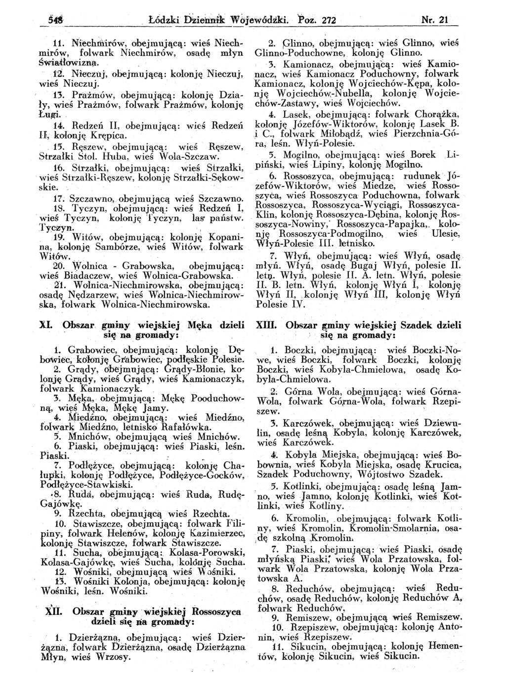 Ś~ L_6d~i rhieh~k W&i_ew_...c...ód_oo_ _ "_, _p_ oz_,-2-7-2-------nr.21 11. Nieehtnitów, obejmującą: wieś Niechmirów, foiwark Niechmirów, osiadę młyn świa4:łowizn~., 1i.