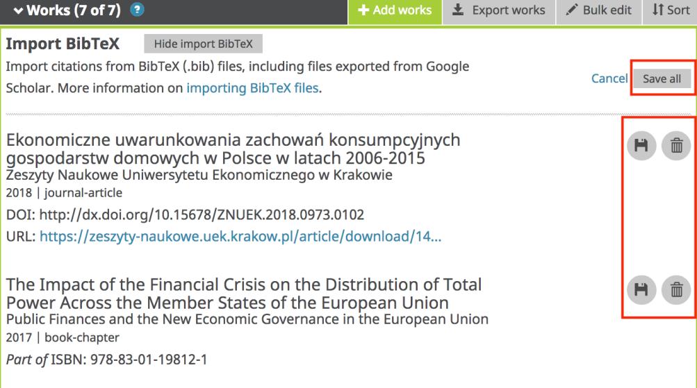 Klikając przycisk Save all, importujemy wszystkie opisy jednocześnie.