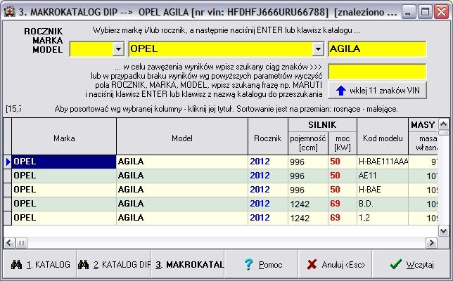 Podczas użytkowania programu, tworzone są dodatkowo 2 własne katalogi danych technicznych: katalog DIP z danymi pojazdów, dla których wystawiono dokument