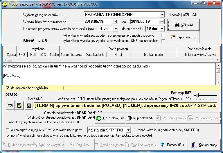 SKP SMS Moduł SKP SMS jest elementem wyposażenia SKP PRO CEP - dodatkową
