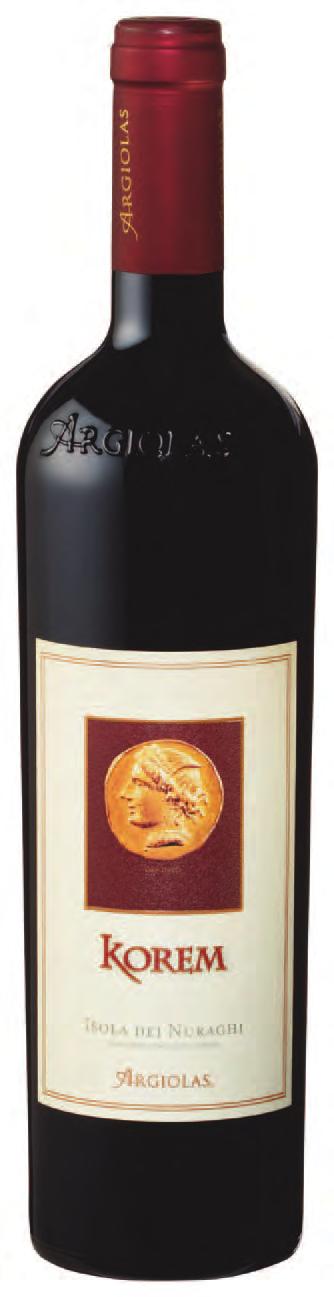 dojrzewa w dębowej beczce czarna porzeczka cedr z delikatną nutą skóry i czekolady Pieczeń wieprzowa Jagnięcina Makarony Sery Argiolas "Korem" 75 cl 205 zł Region: Sardynia Apelacja: Isola dei