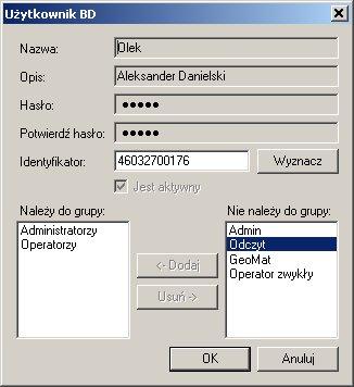 Prowadzenie rejestru operatorów Str. 42 Dialog należy rozpocząć od wyboru bazy danych. Pozostałe czynności mogą być wykonywane w dowolnej kolejności.