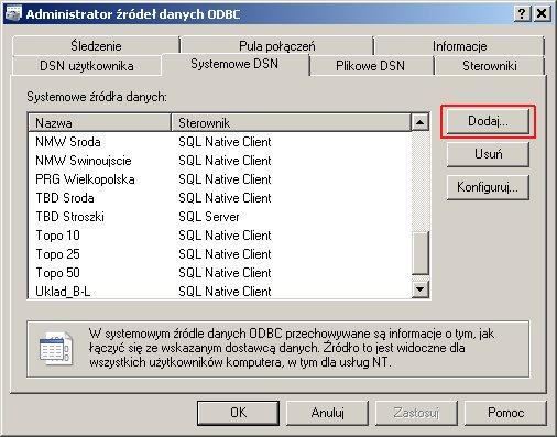 Okno dialogowe Narzędzi Administracyjnych środowiska Windows Procedura obsługiwana